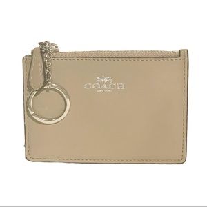 Coach Tan Leather Card Holder Keyring Wallet